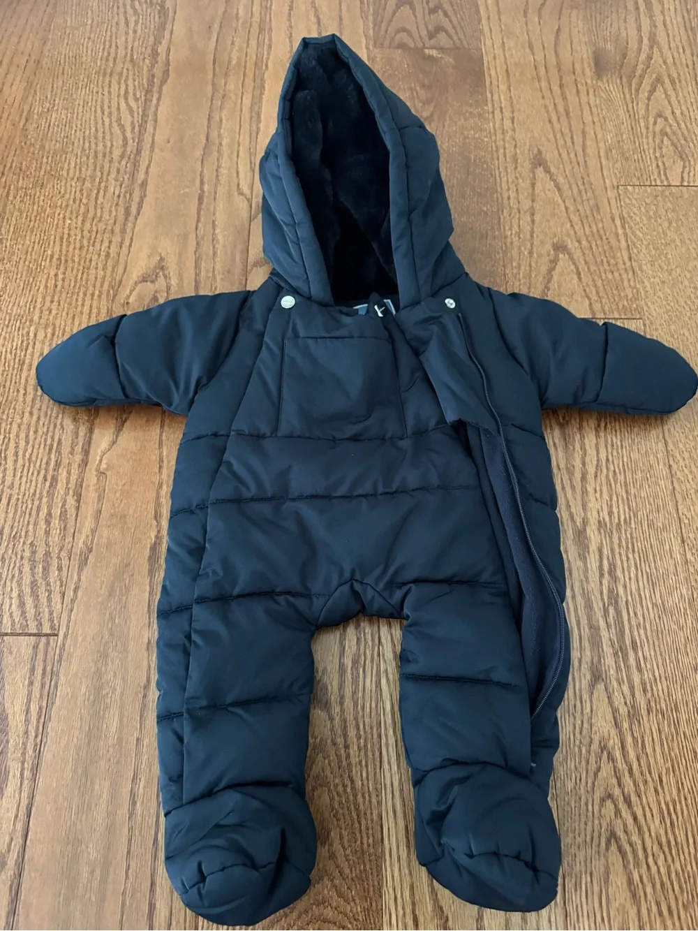 Jacadi Baby Puffer Snowsuit - Navy Hooded One-Piece